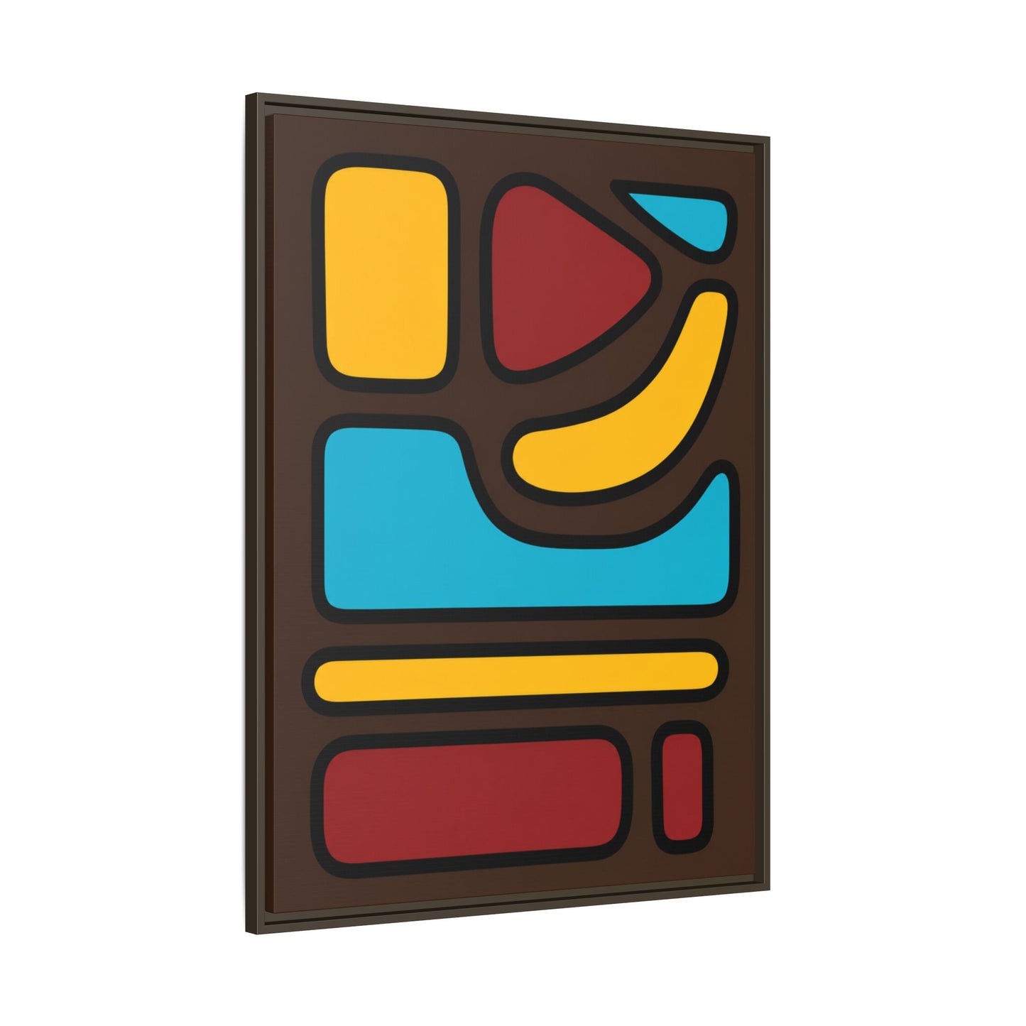 Abstract Geometric Framed Canvas Art — Midcentury Multi‑Color Wall Print
