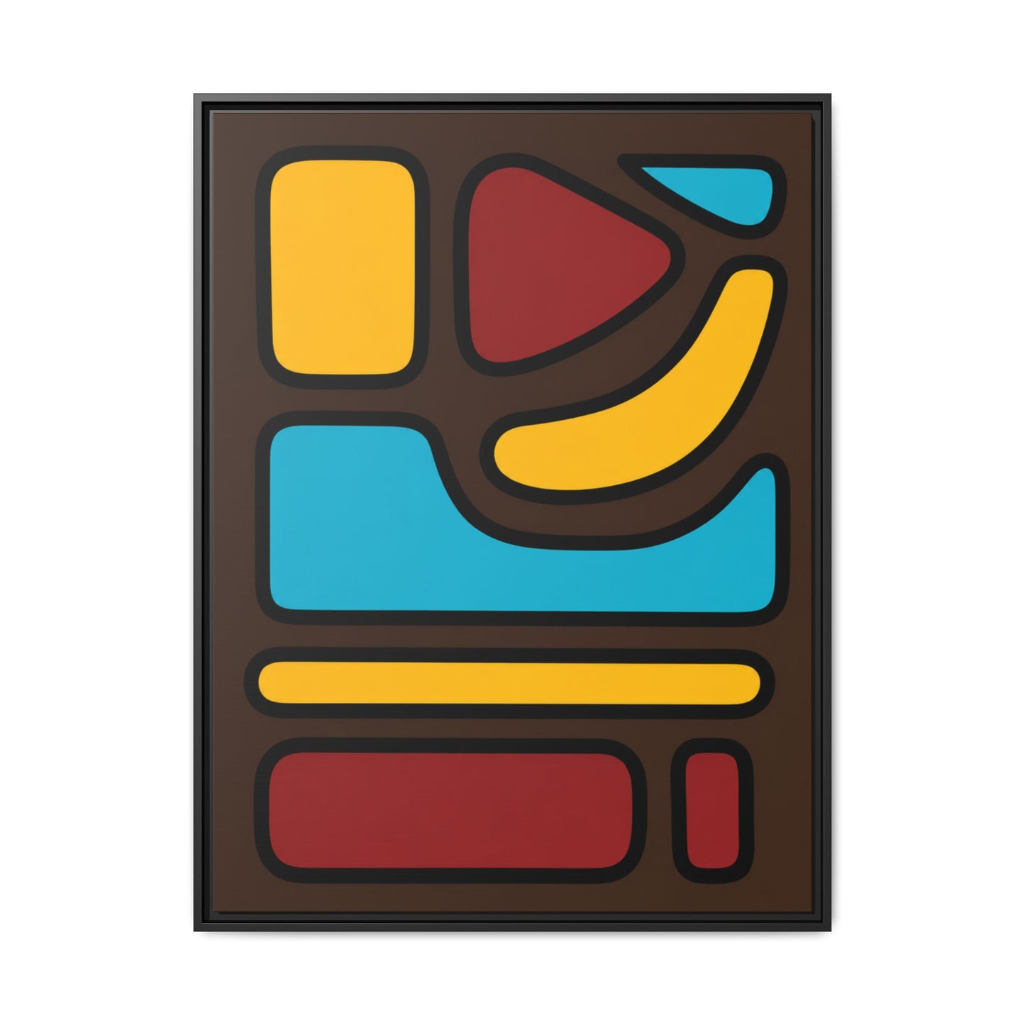 Abstract Geometric Framed Canvas Art — Midcentury Multi‑Color Wall Print