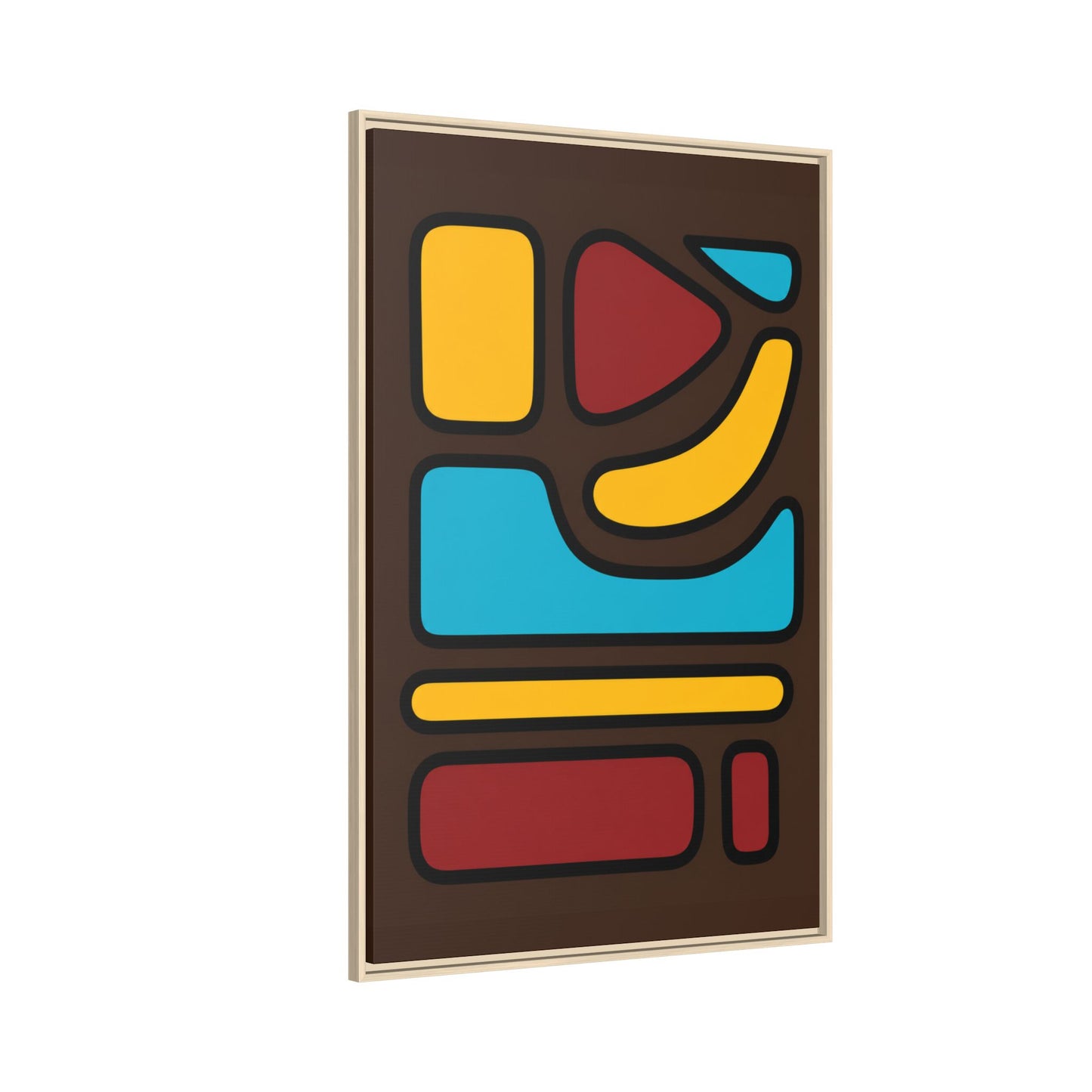 Abstract Geometric Framed Canvas Art — Midcentury Multi‑Color Wall Print