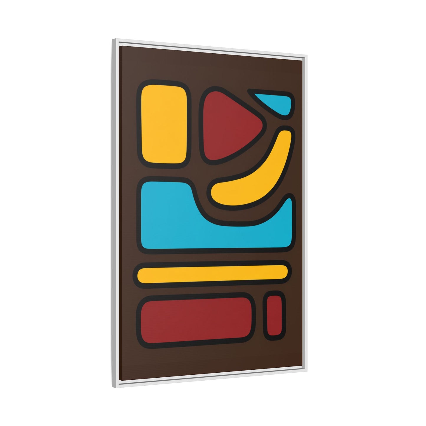 Abstract Geometric Framed Canvas Art — Midcentury Multi‑Color Wall Print