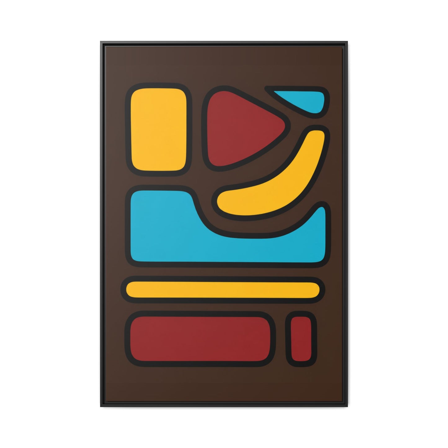 Abstract Geometric Framed Canvas Art — Midcentury Multi‑Color Wall Print