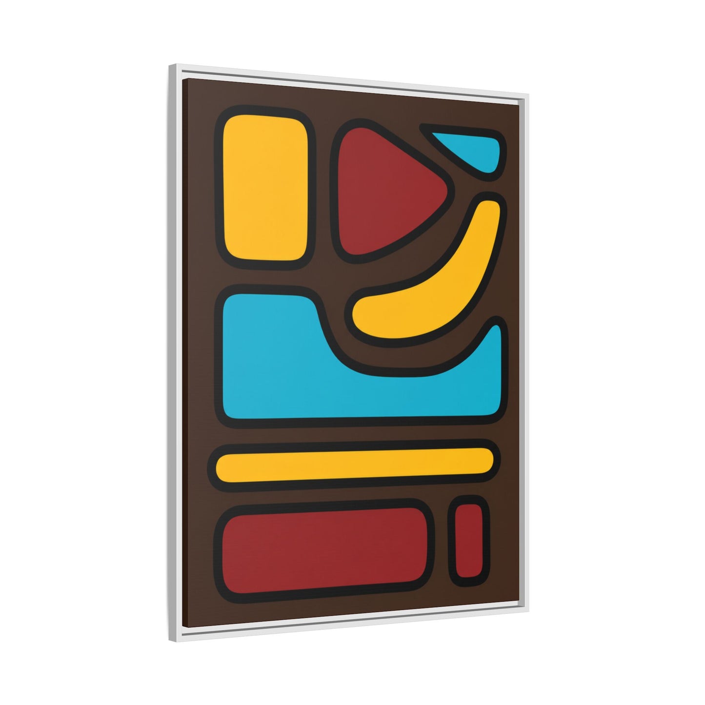 Abstract Geometric Framed Canvas Art — Midcentury Multi‑Color Wall Print