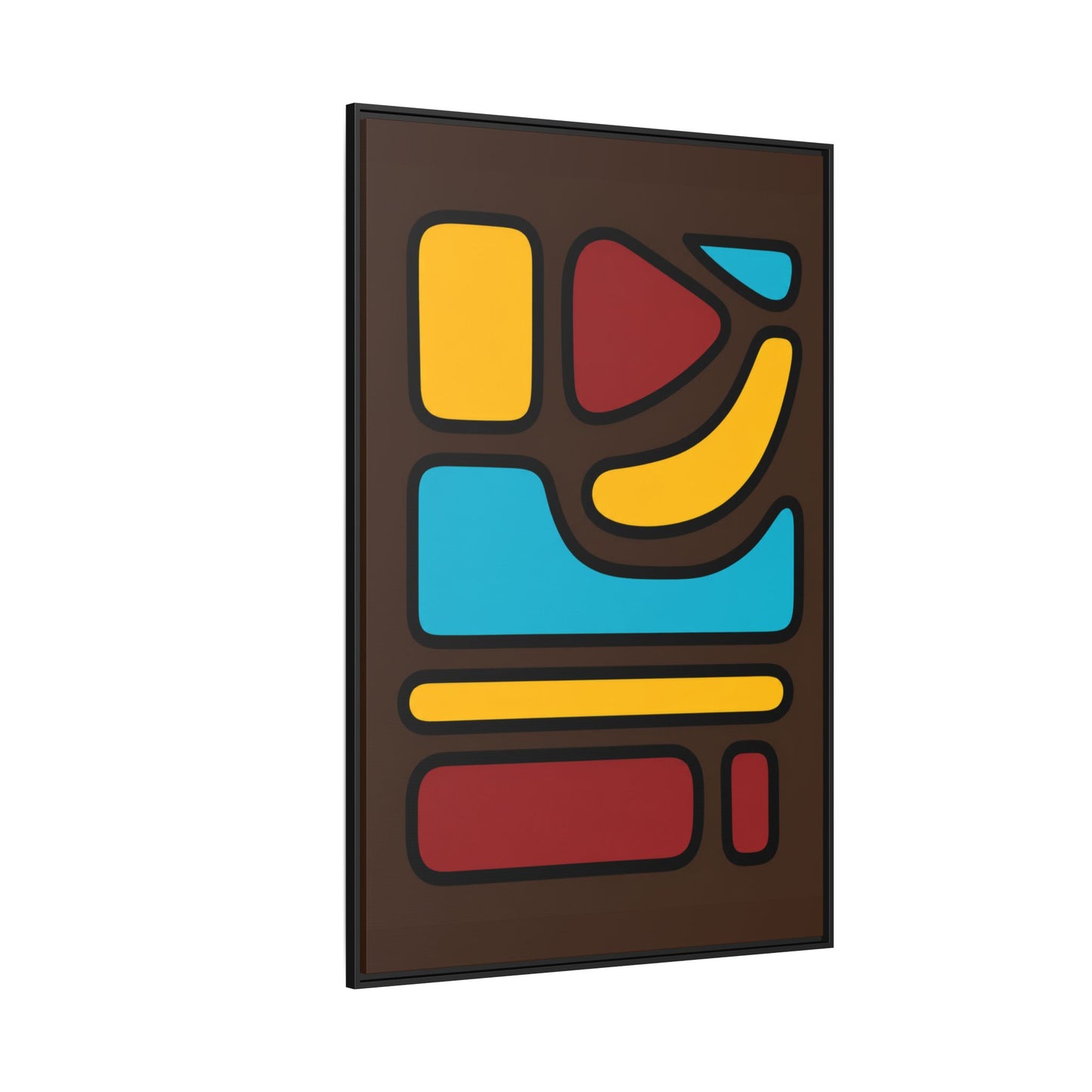 Abstract Geometric Framed Canvas Art — Midcentury Multi‑Color Wall Print