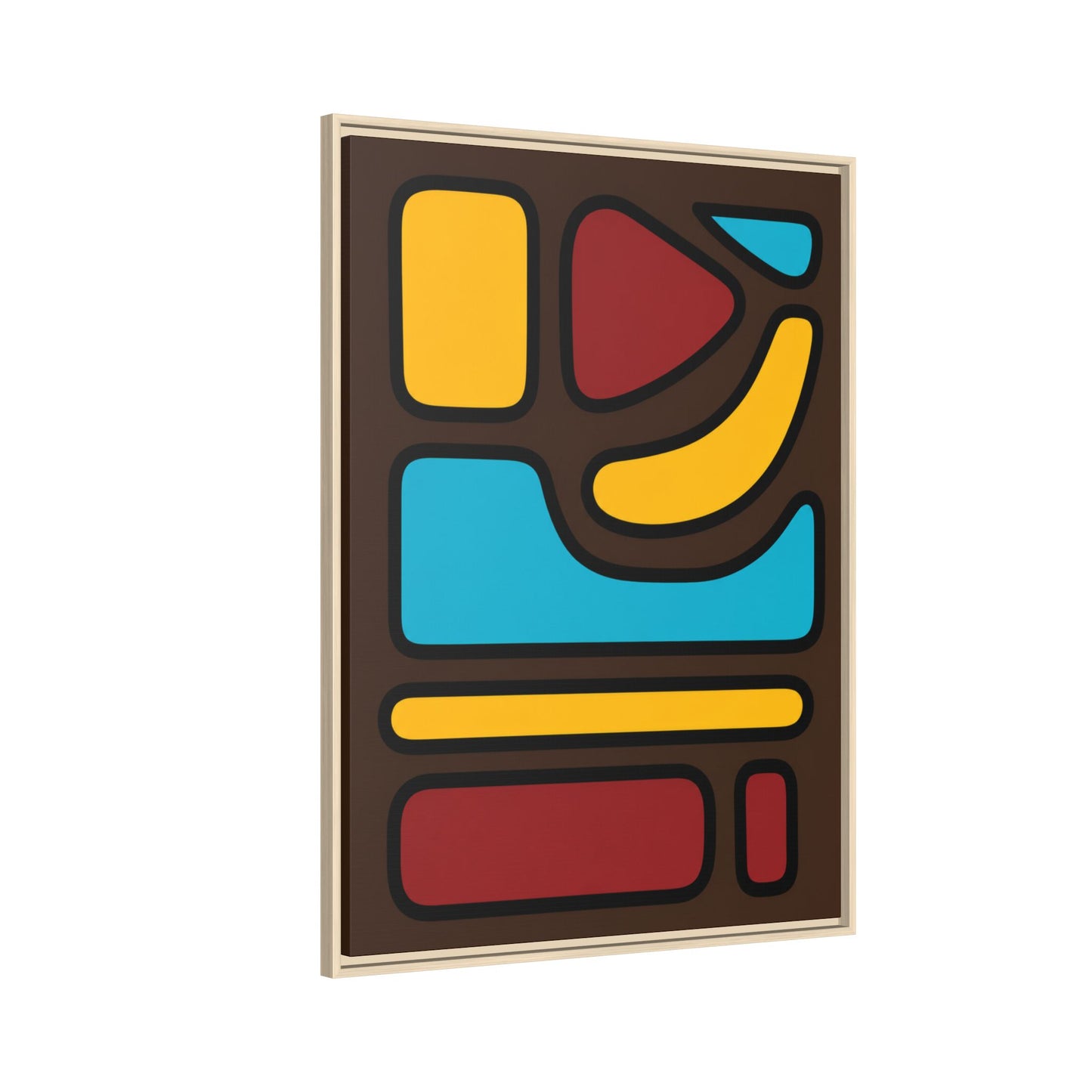 Abstract Geometric Framed Canvas Art — Midcentury Multi‑Color Wall Print