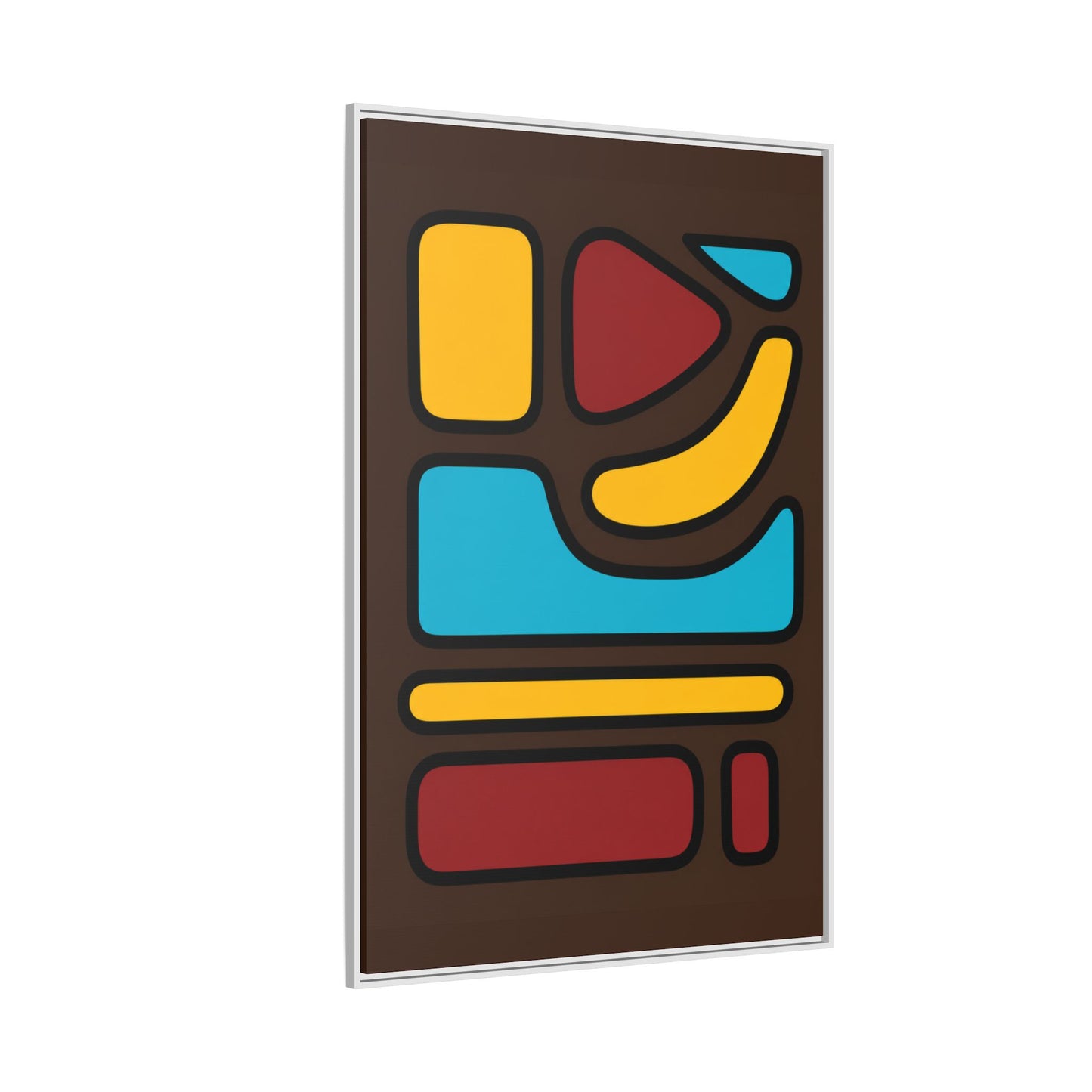Abstract Geometric Framed Canvas Art — Midcentury Multi‑Color Wall Print