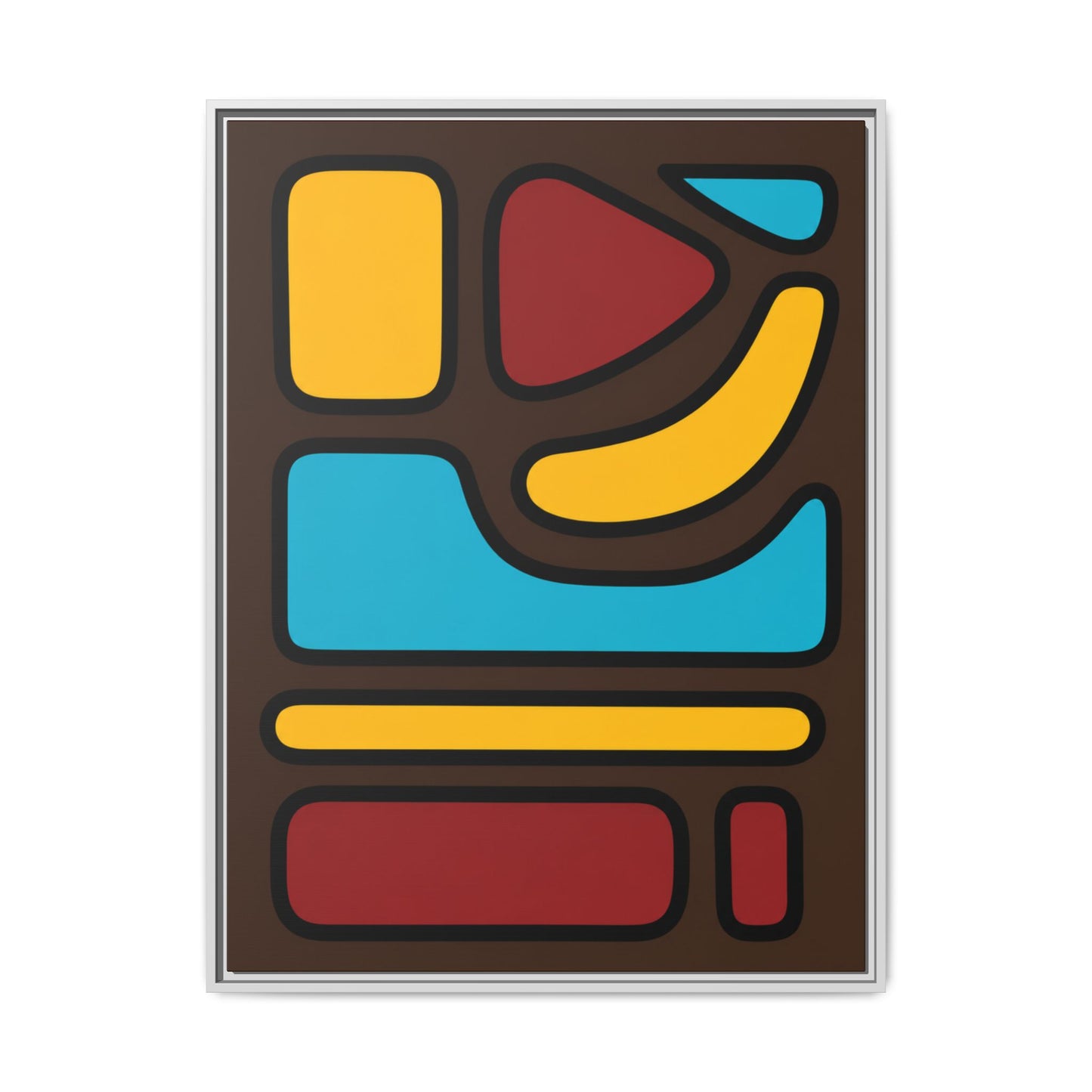 Abstract Geometric Framed Canvas Art — Midcentury Multi‑Color Wall Print