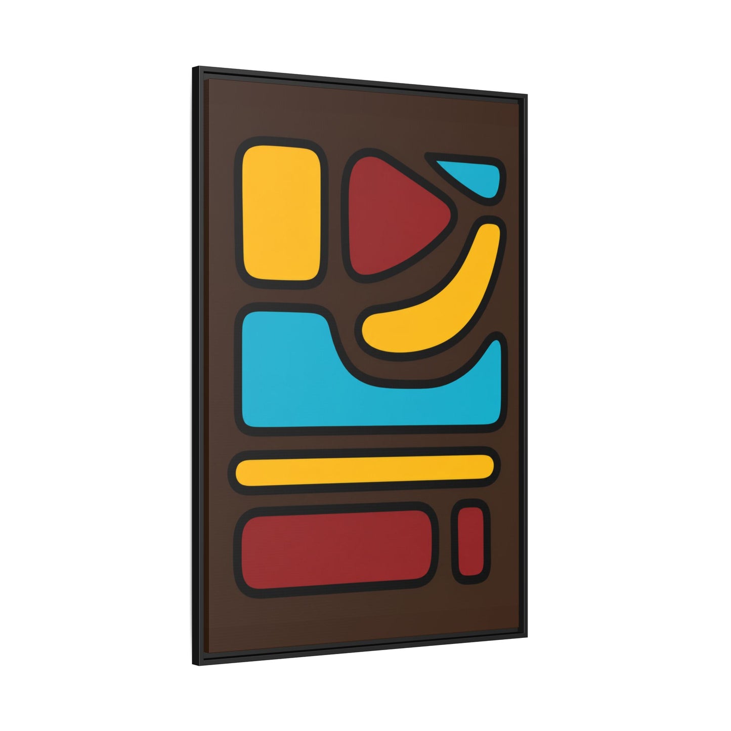 Abstract Geometric Framed Canvas Art — Midcentury Multi‑Color Wall Print